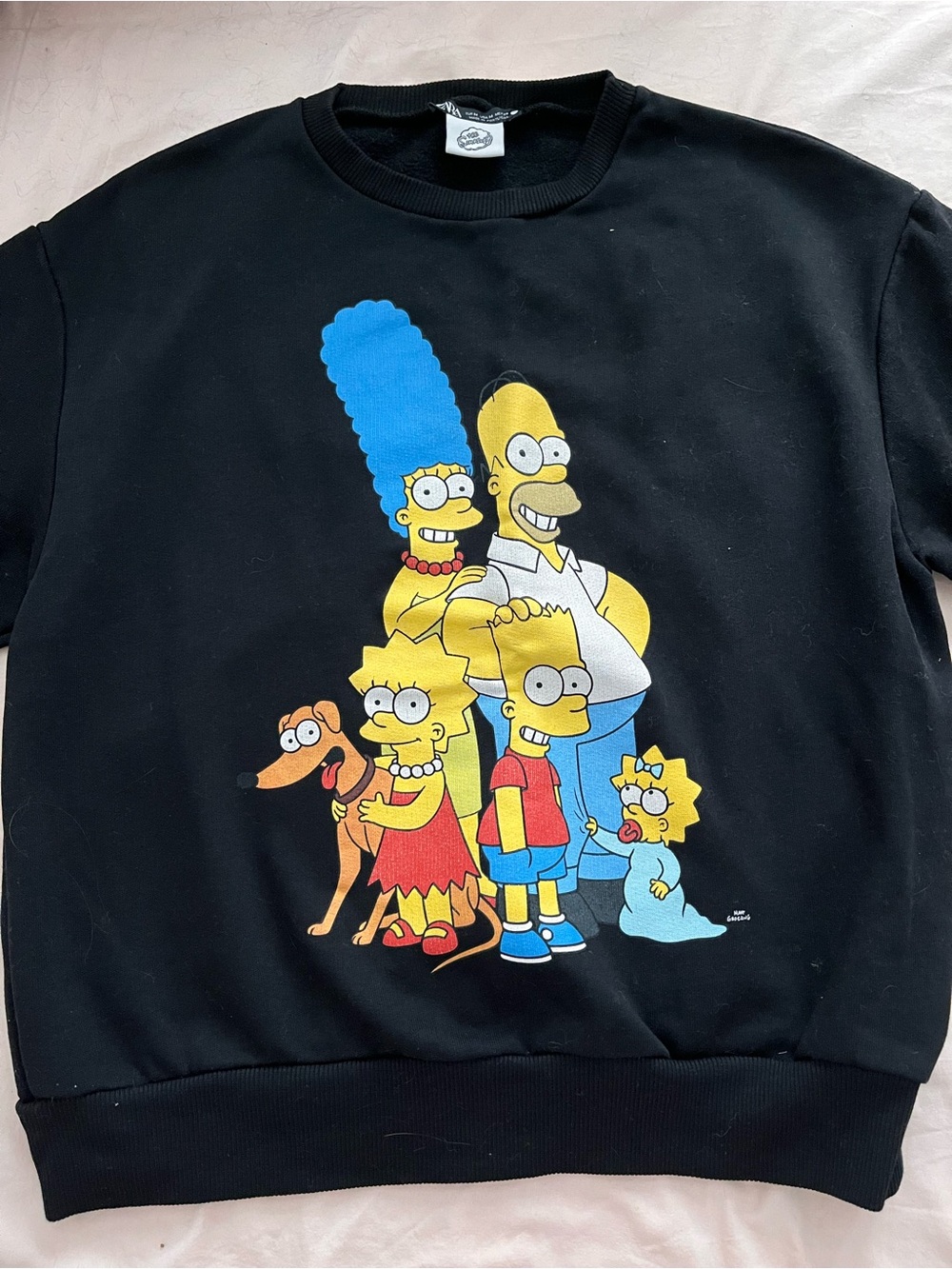 Zara Black Crewneck Sweatshirt with The Simpsons Family Graphic
